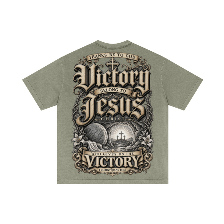275GSM Unisex Double-Yarn 100% Cotton Plain-Wash T-shirt Greyish Green 