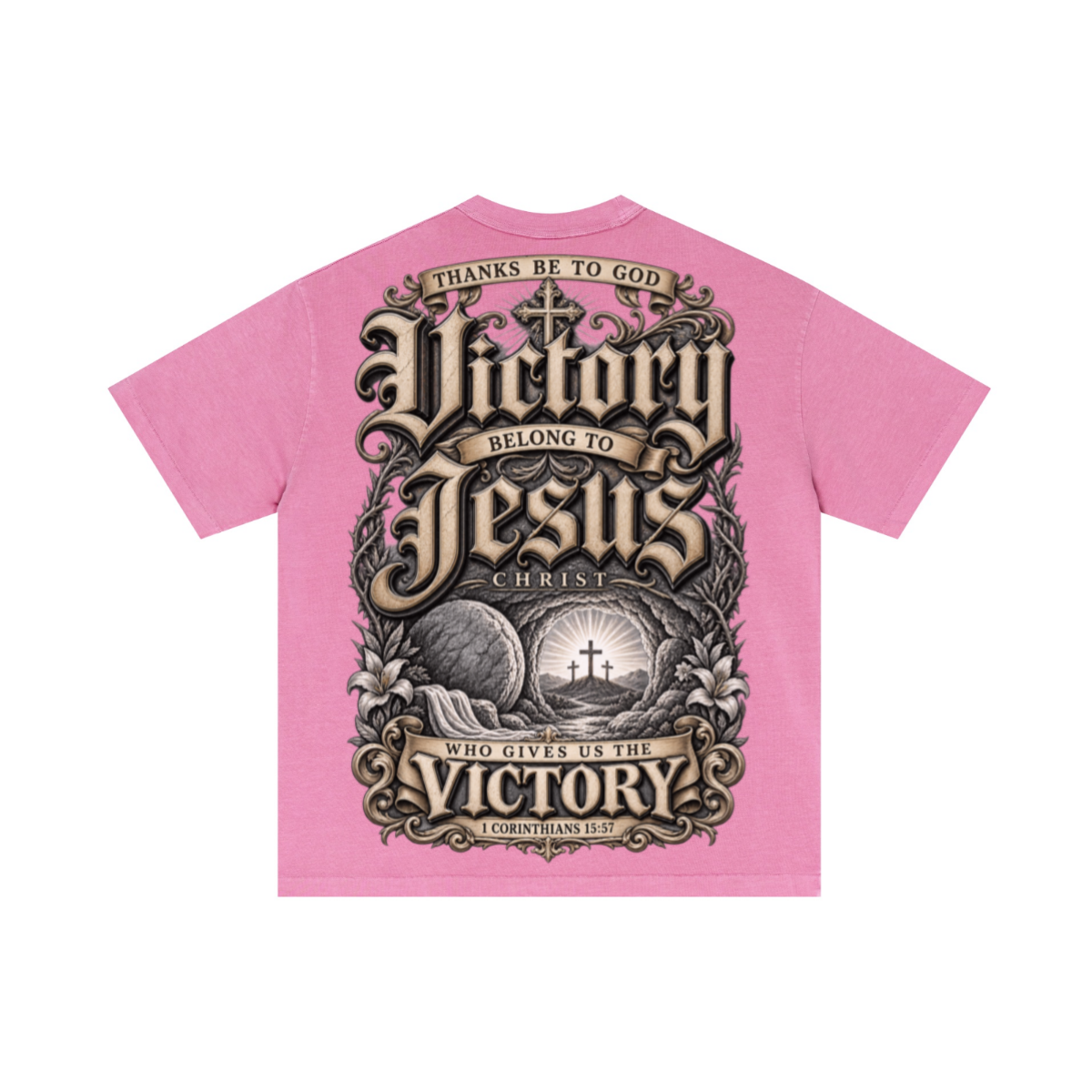 275GSM Unisex Double-Yarn 100% Cotton Plain-Wash T-shirt Rose Pink