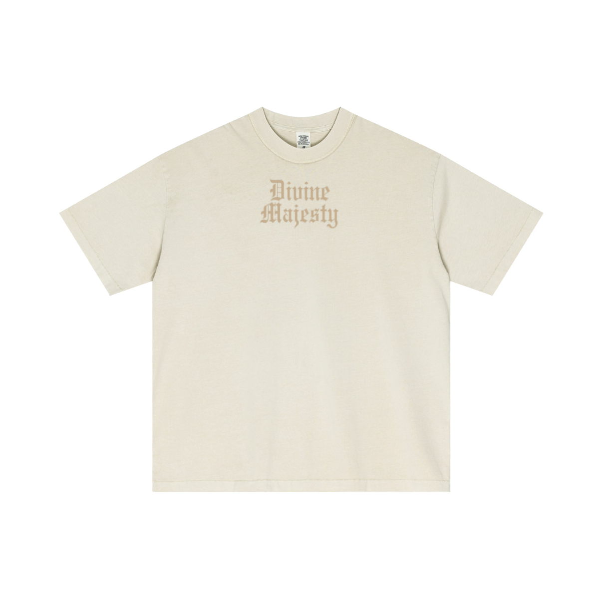 275GSM Unisex Double-Yarn 100% Cotton Plain-Wash T-shirt Apricot Grey