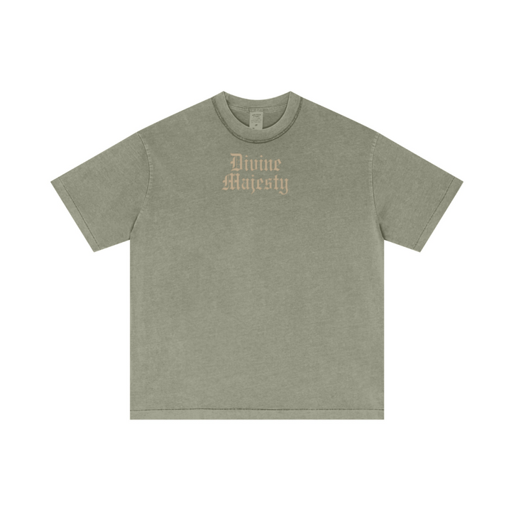 275GSM Unisex Double-Yarn 100% Cotton Plain-Wash T-shirt Greyish Green 