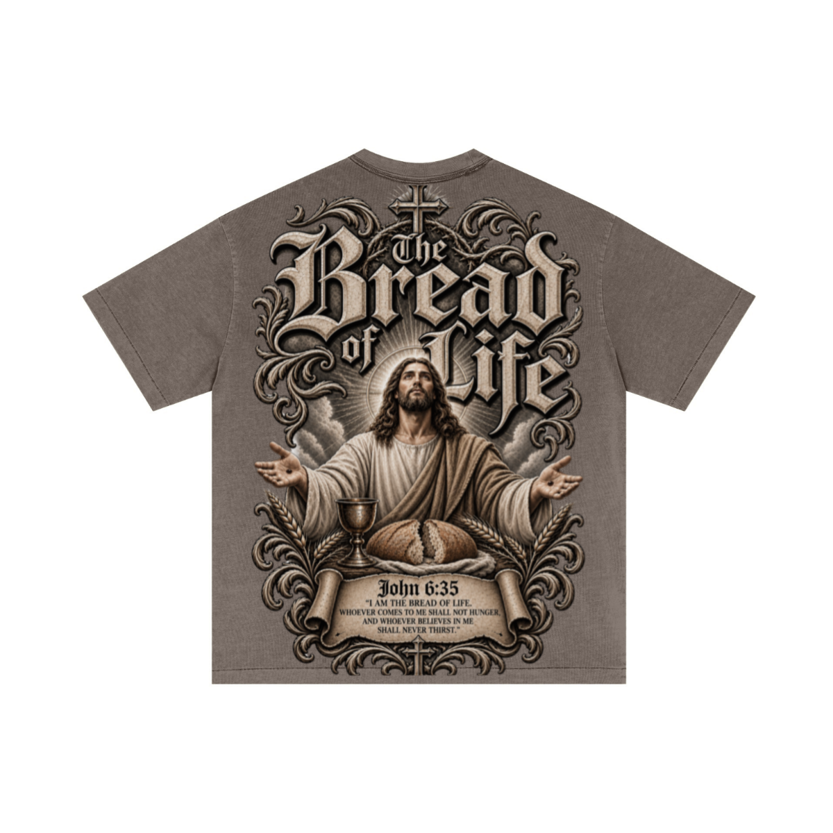 275GSM Unisex Double-Yarn 100% Cotton Plain-Wash T-shirt Coffee Brown