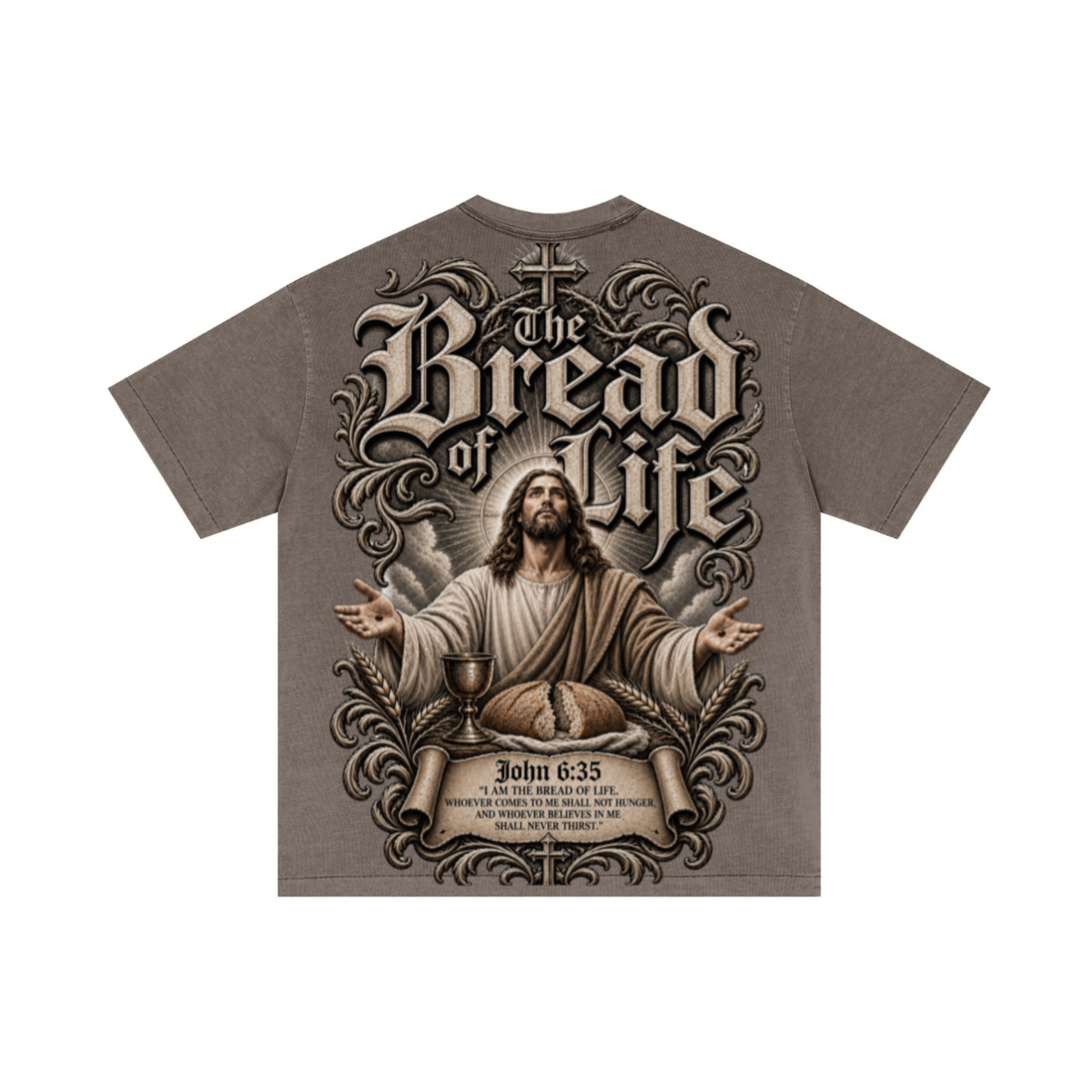 275GSM Unisex Double-Yarn 100% Cotton Plain-Wash T-shirt Coffee Brown