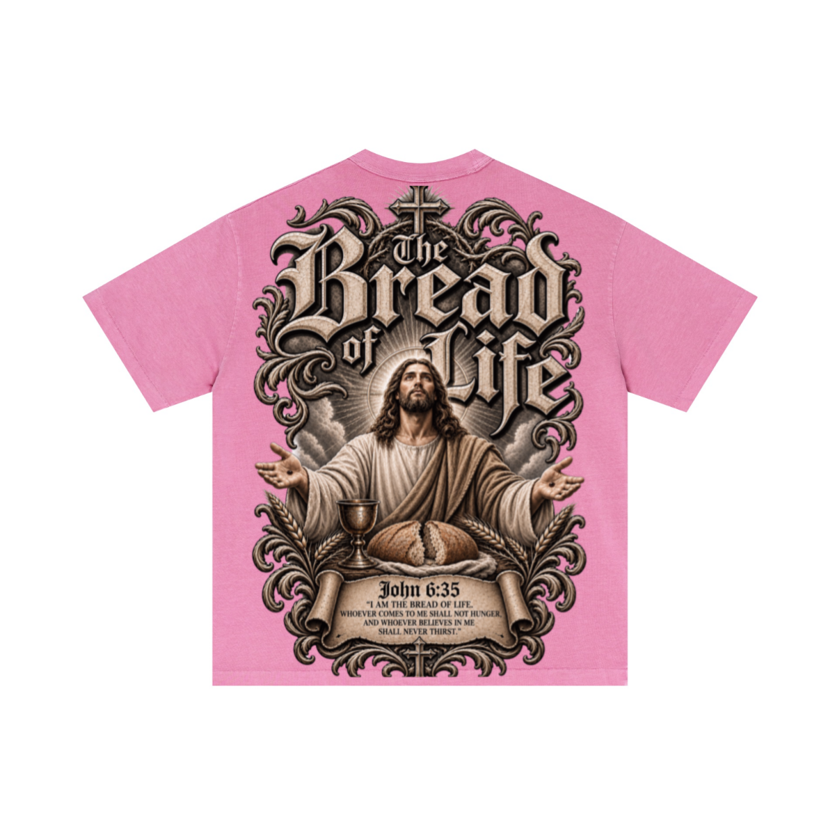 275GSM Unisex Double-Yarn 100% Cotton Plain-Wash T-shirt Rose Pink