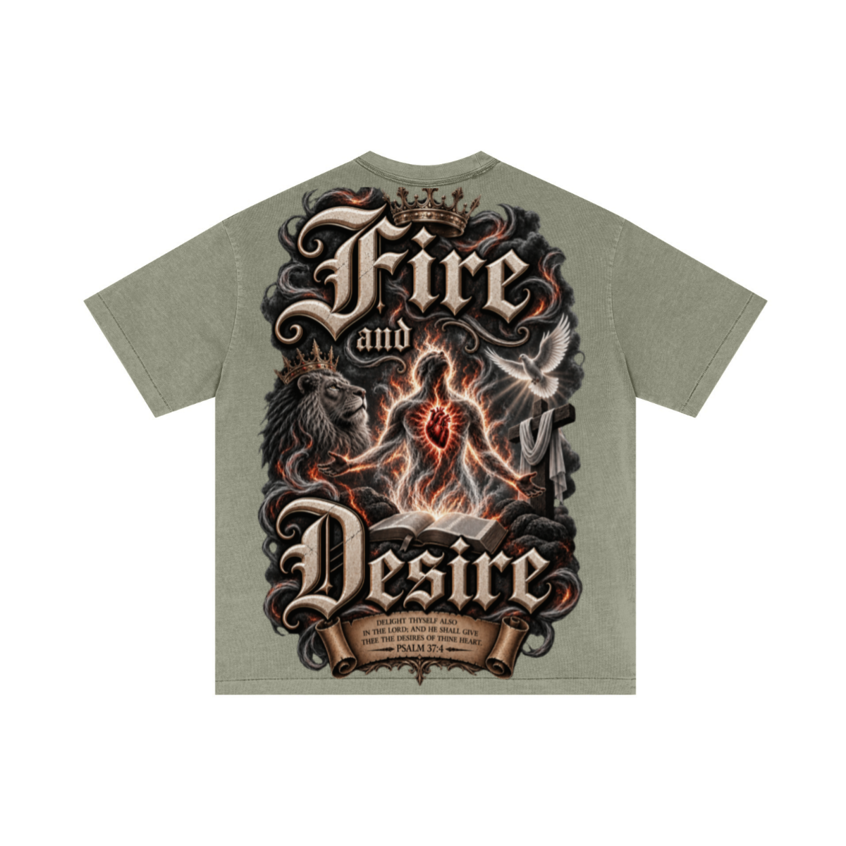 275GSM Unisex Double-Yarn 100% Cotton Plain-Wash T-shirt Greyish Green 