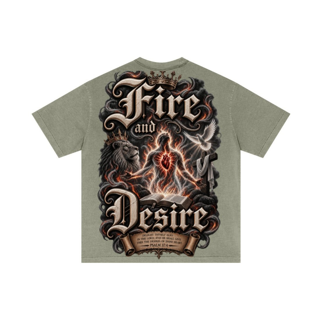 275GSM Unisex Double-Yarn 100% Cotton Plain-Wash T-shirt Greyish Green 