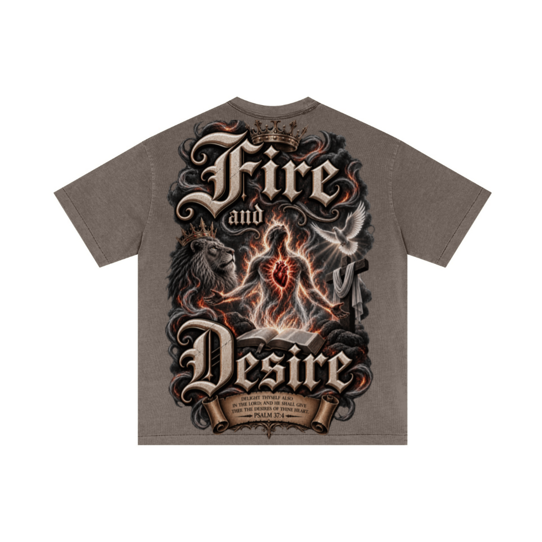 275GSM Unisex Double-Yarn 100% Cotton Plain-Wash T-shirt Coffee Brown