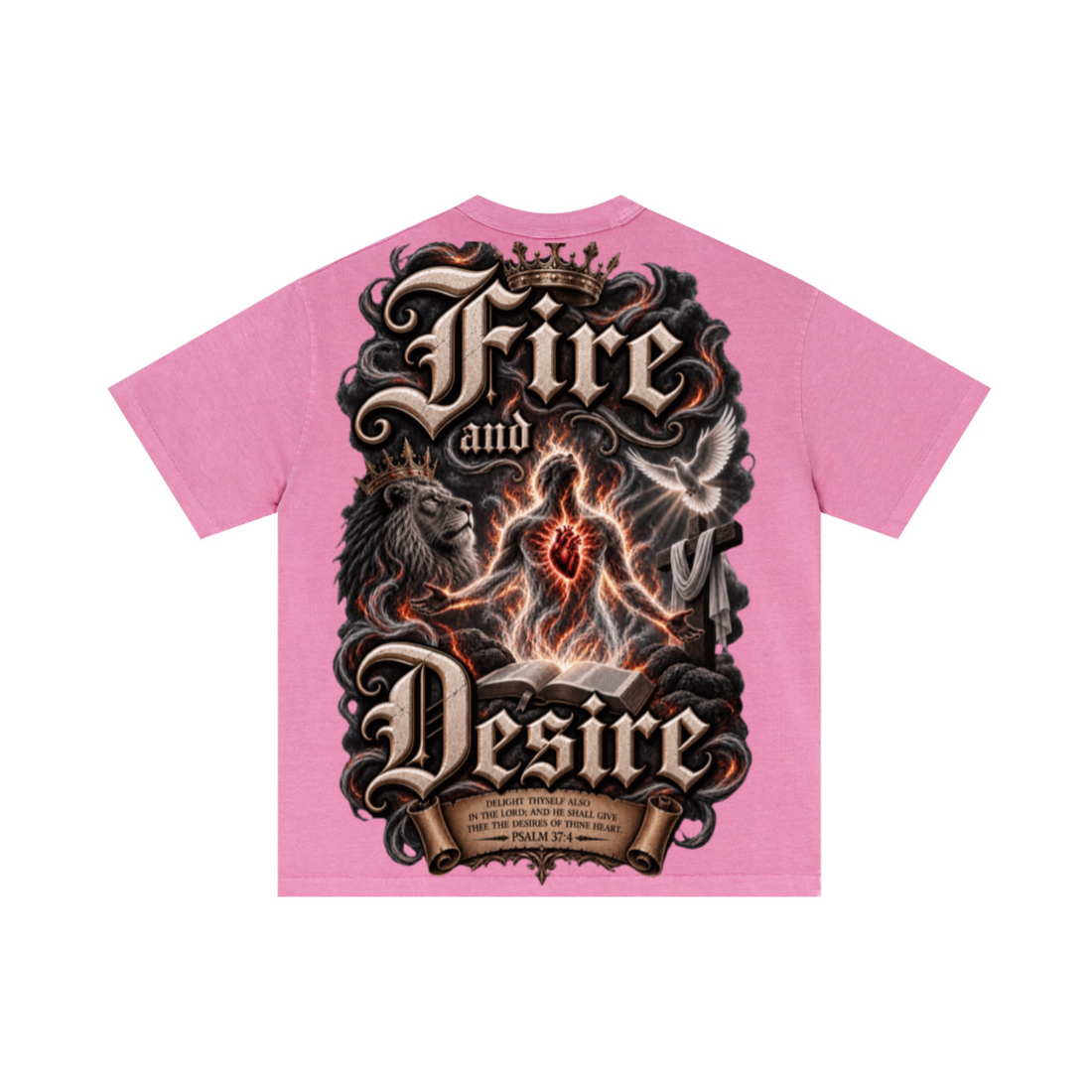 275GSM Unisex Double-Yarn 100% Cotton Plain-Wash T-shirt Rose Pink