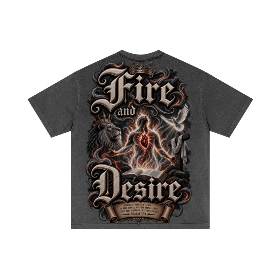 275GSM Unisex Double-Yarn 100% Cotton Plain-Wash T-shirt Dark Grey