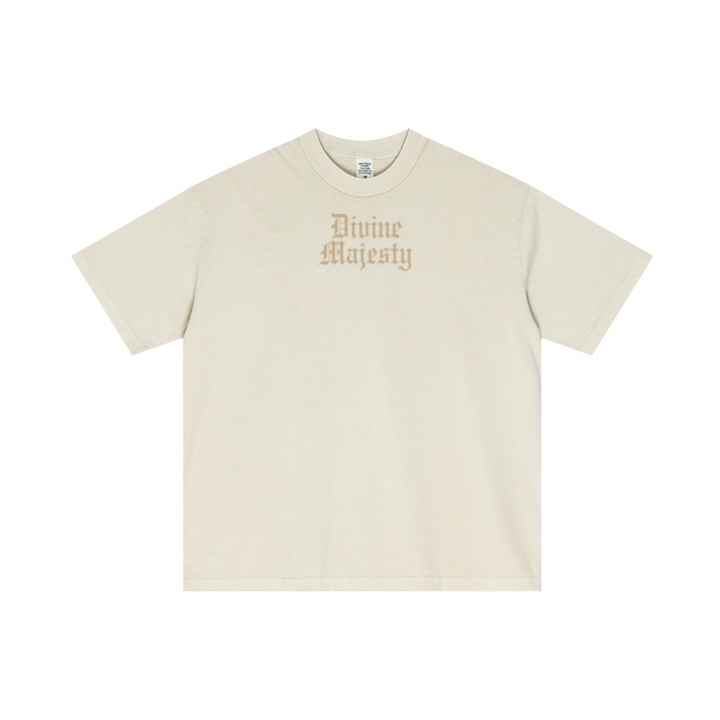275GSM Unisex Double-Yarn 100% Cotton Plain-Wash T-shirt Apricot Grey