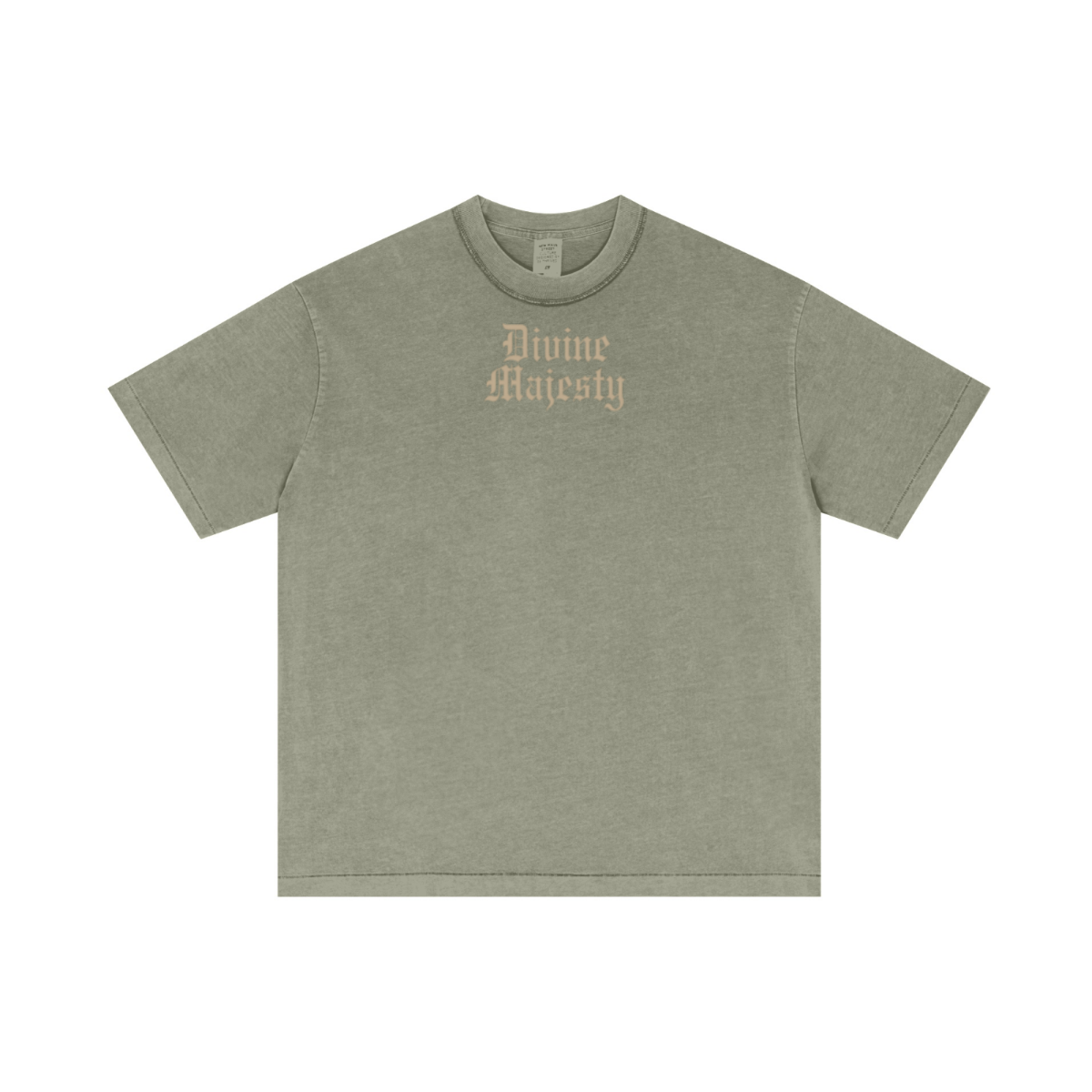 275GSM Unisex Double-Yarn 100% Cotton Plain-Wash T-shirt Greyish Green 