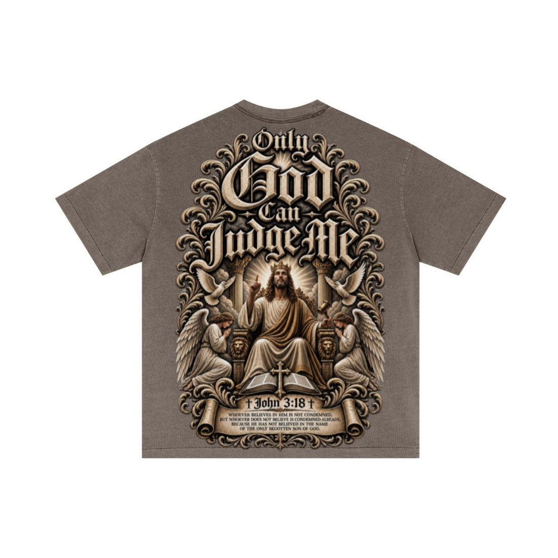 275GSM Unisex Double-Yarn 100% Cotton Plain-Wash T-shirt Coffee Brown