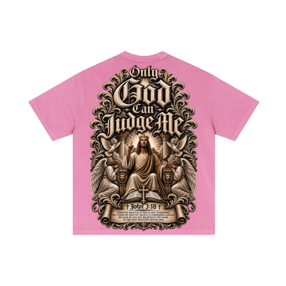 275GSM Unisex Double-Yarn 100% Cotton Plain-Wash T-shirt Rose Pink