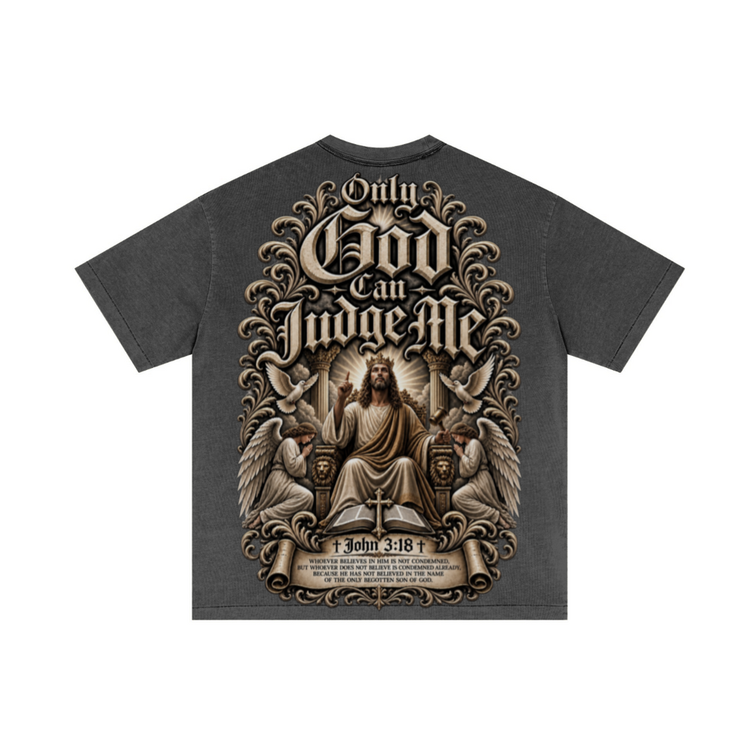 275GSM Unisex Double-Yarn 100% Cotton Plain-Wash T-shirt Dark Grey