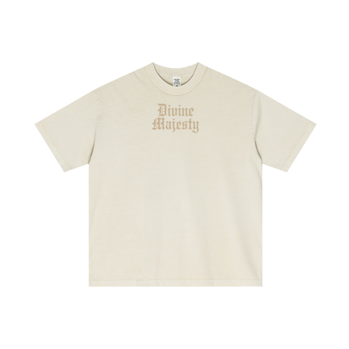 275GSM Unisex Double-Yarn 100% Cotton Plain-Wash T-shirt Apricot Grey