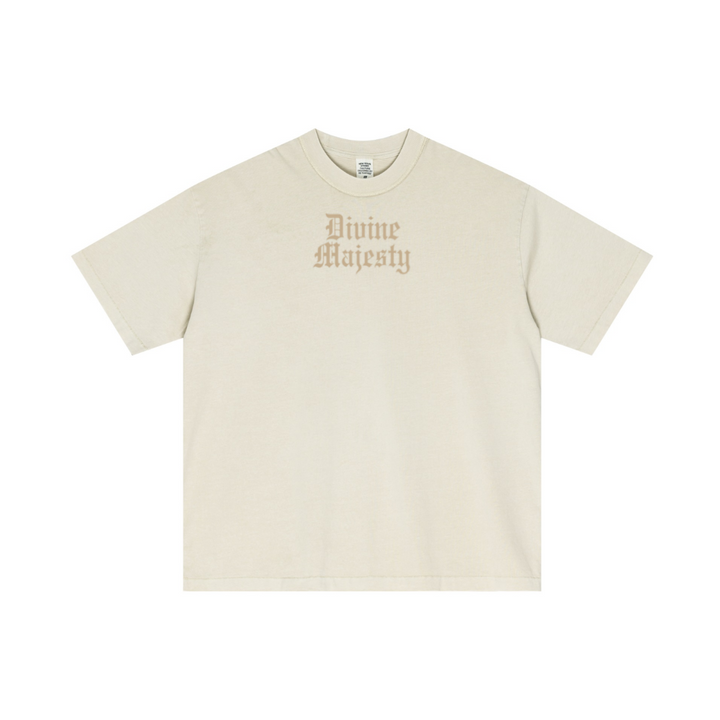 275GSM Unisex Double-Yarn 100% Cotton Plain-Wash T-shirt Apricot Grey