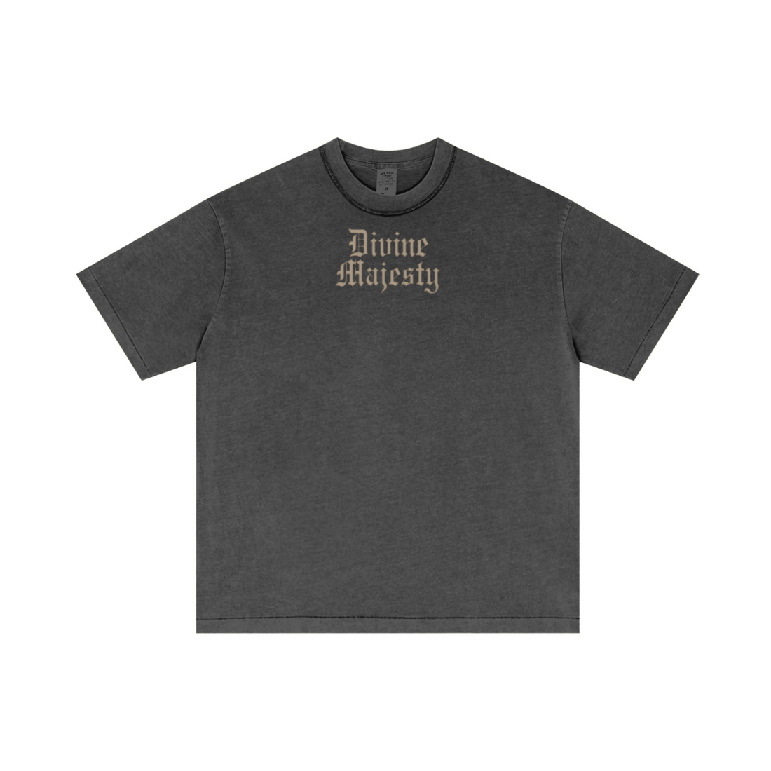 275GSM Unisex Double-Yarn 100% Cotton Plain-Wash T-shirt Dark Grey