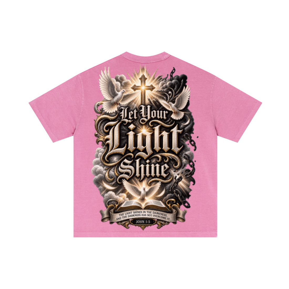 275GSM Unisex Double-Yarn 100% Cotton Plain-Wash T-shirt Rose Pink