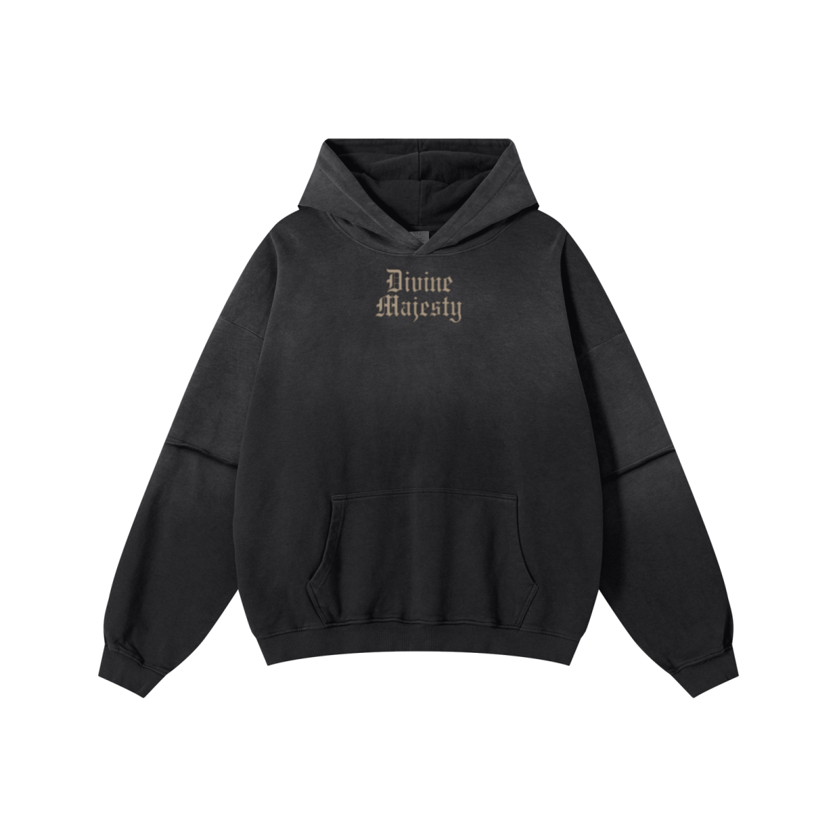 370GSM Unisex Monkey Wash Faux-Two-Piece PP-Sprayed  French Terry Hoodie Vintage Black