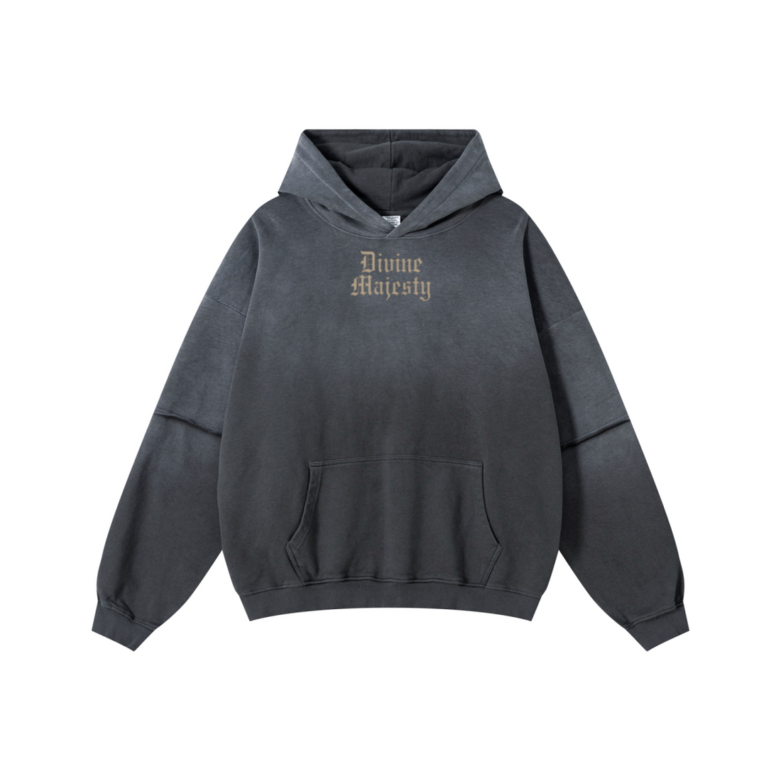370GSM Unisex Monkey Wash Faux-Two-Piece PP-Sprayed  French Terry Hoodie Vintage Dark Grey