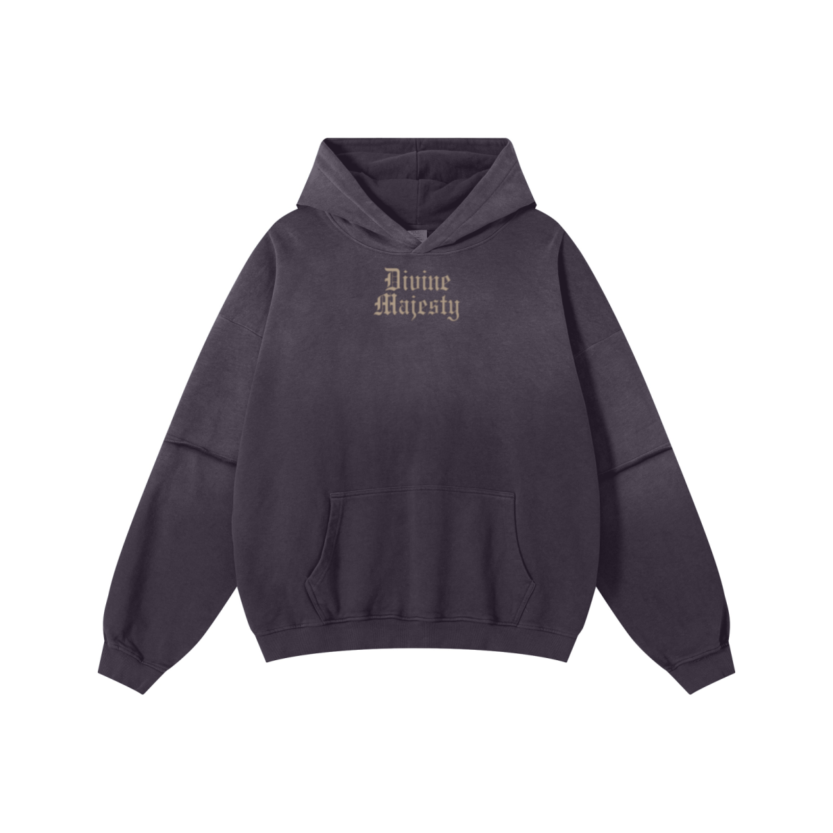 370GSM Unisex Monkey Wash Faux-Two-Piece PP-Sprayed  French Terry Hoodie Vintage Purple