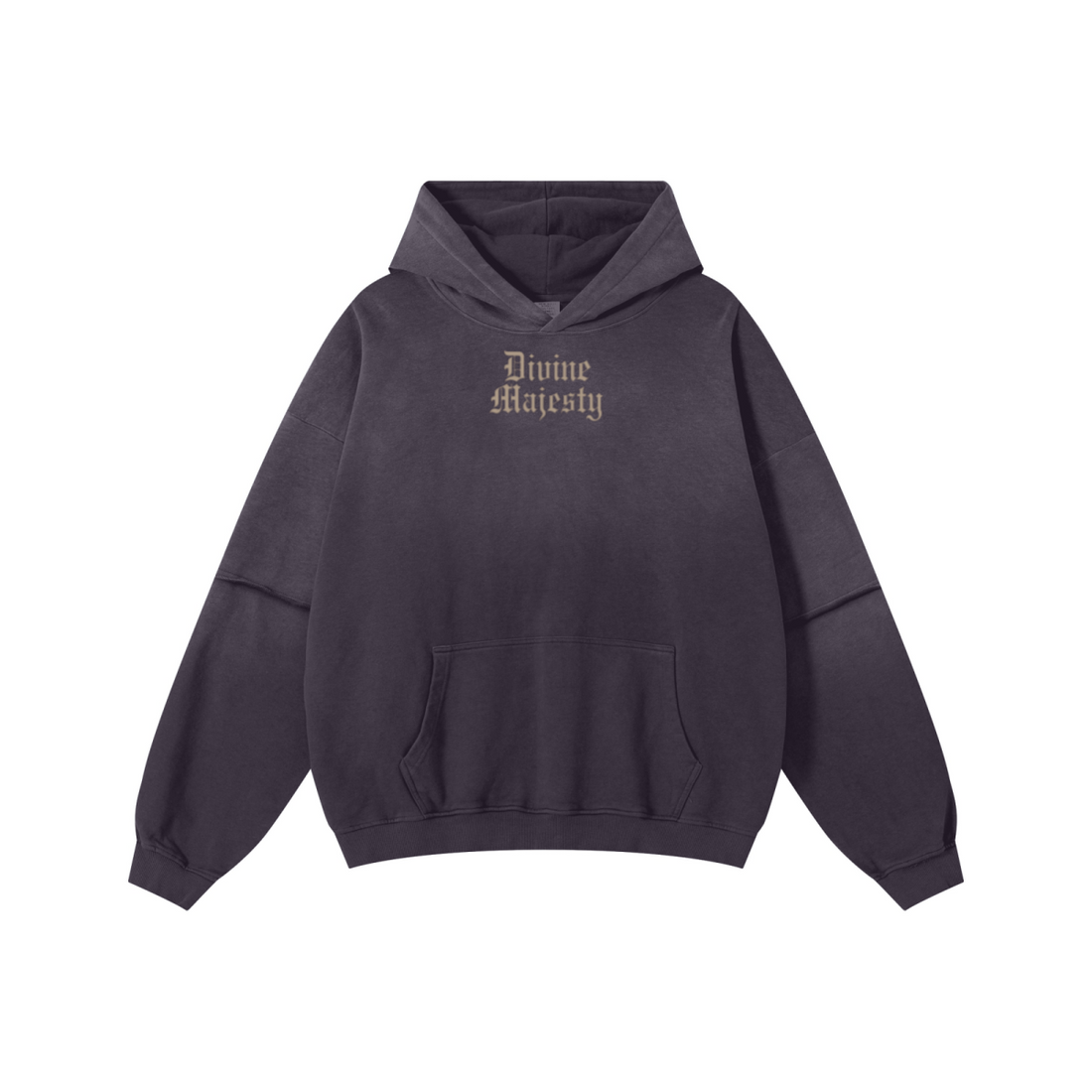 370GSM Unisex Monkey Wash Faux-Two-Piece PP-Sprayed  French Terry Hoodie Vintage Purple