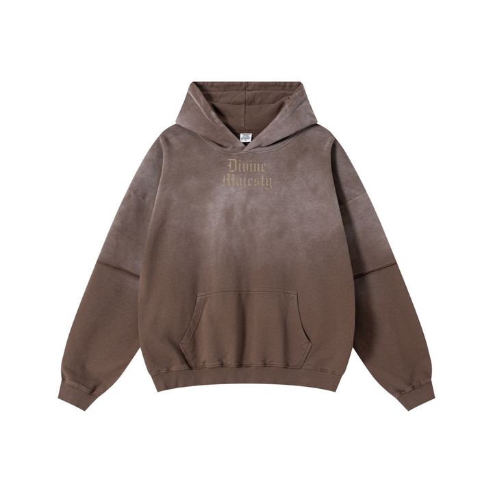 370GSM Unisex Monkey Wash Faux-Two-Piece PP-Sprayed  French Terry Hoodie Vintage Brown