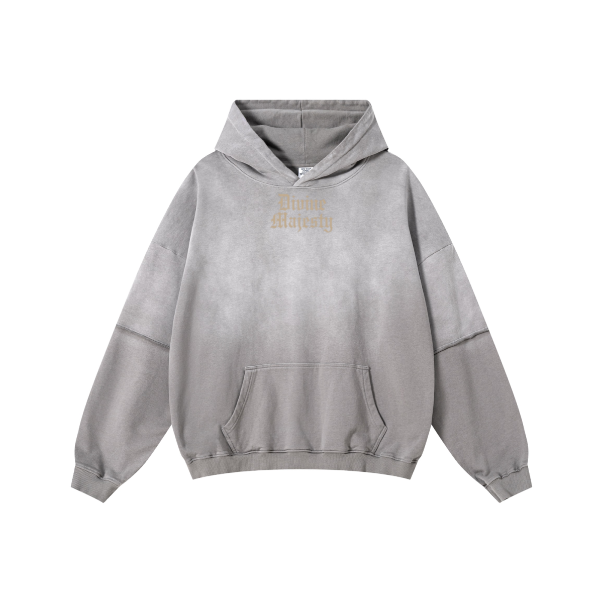 370GSM Unisex Monkey Wash Faux-Two-Piece PP-Sprayed  French Terry Hoodie Vintage Medium Grey