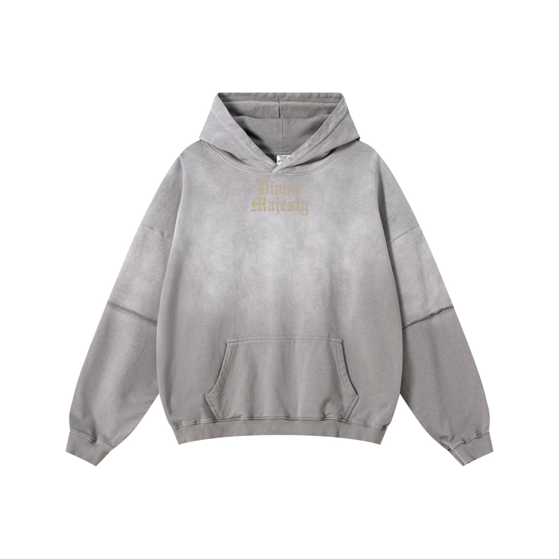 370GSM Unisex Monkey Wash Faux-Two-Piece PP-Sprayed  French Terry Hoodie Vintage Medium Grey