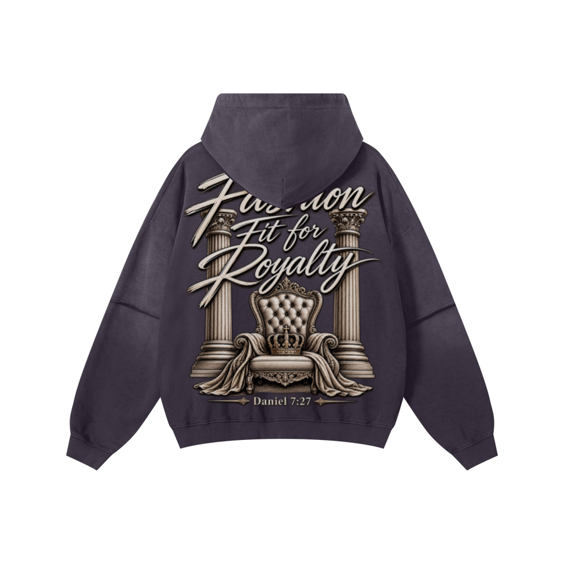 370GSM Unisex Monkey Wash Faux-Two-Piece PP-Sprayed  French Terry Hoodie Vintage Purple
