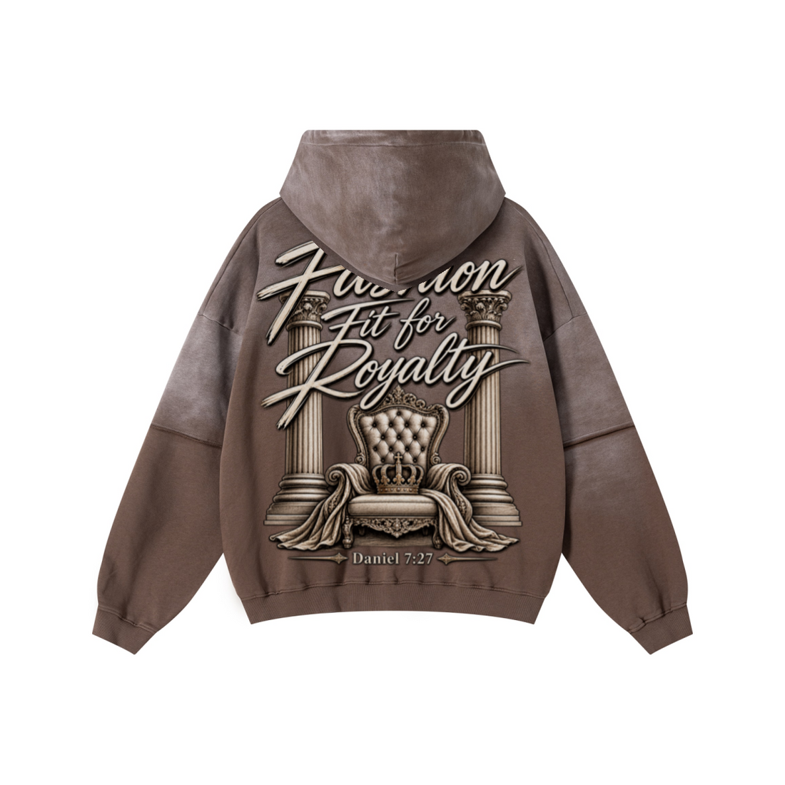 370GSM Unisex Monkey Wash Faux-Two-Piece PP-Sprayed  French Terry Hoodie Vintage Brown