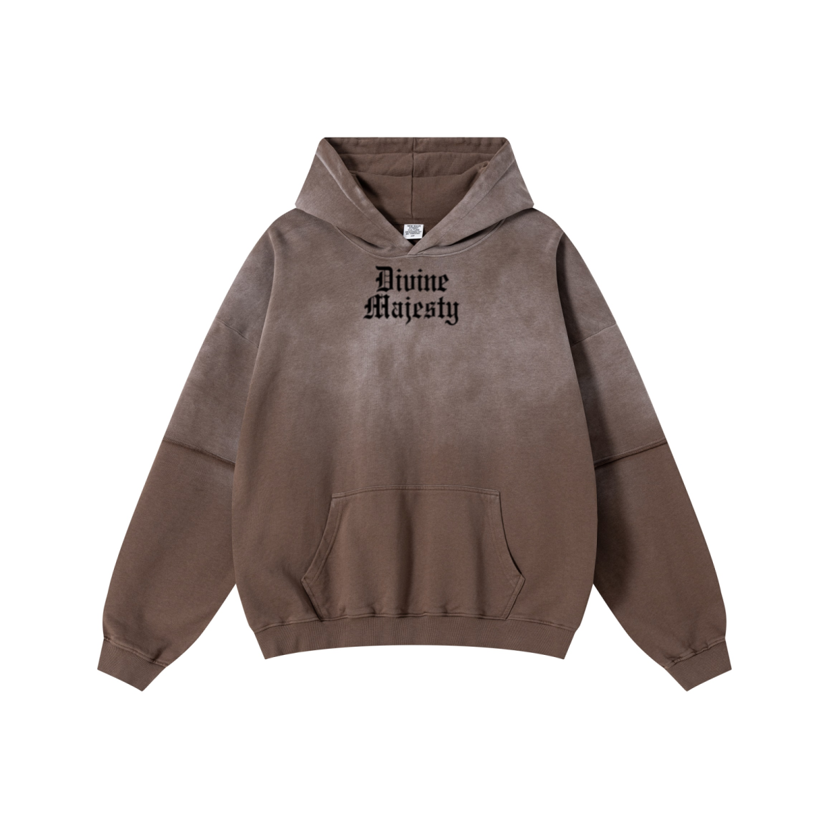 370GSM Unisex Monkey Wash Faux-Two-Piece PP-Sprayed  French Terry Hoodie Vintage Brown