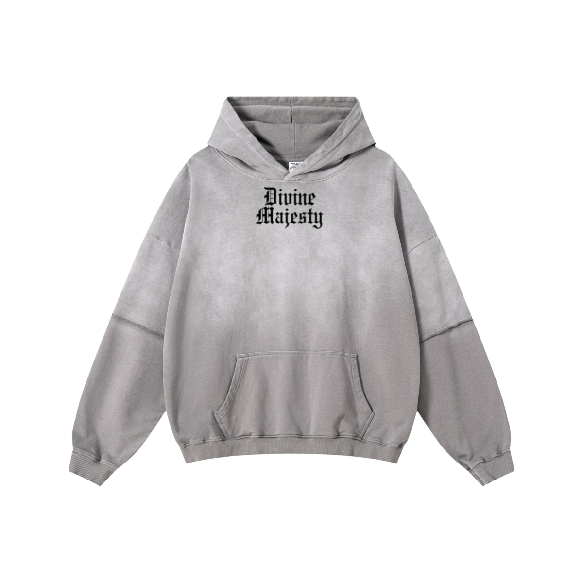370GSM Unisex Monkey Wash Faux-Two-Piece PP-Sprayed  French Terry Hoodie Vintage Medium Grey