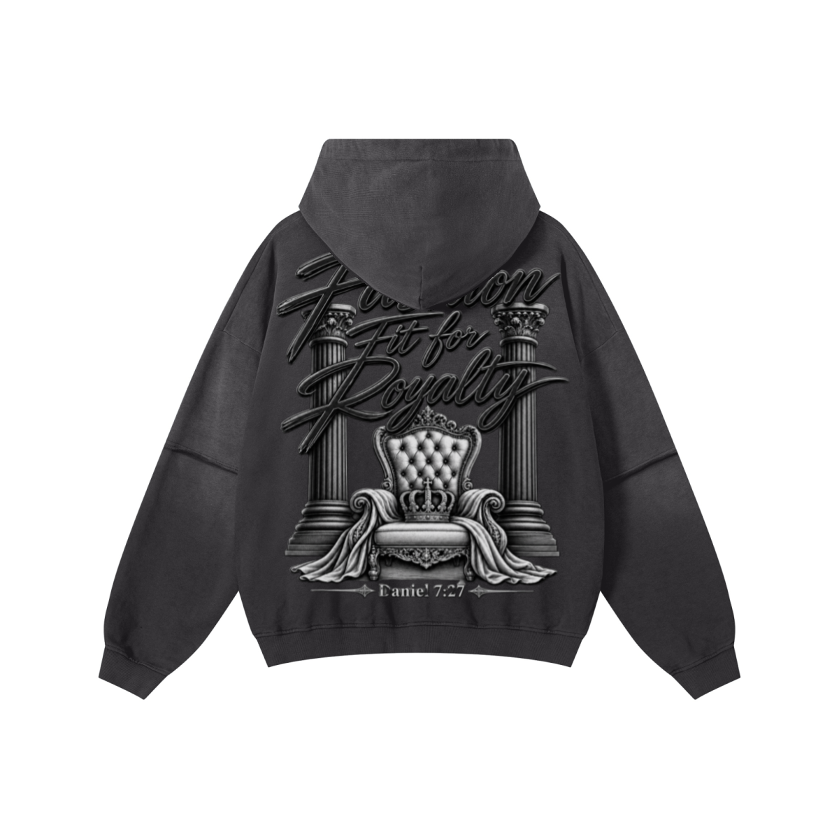 370GSM Unisex Monkey Wash Faux-Two-Piece PP-Sprayed  French Terry Hoodie Vintage Black