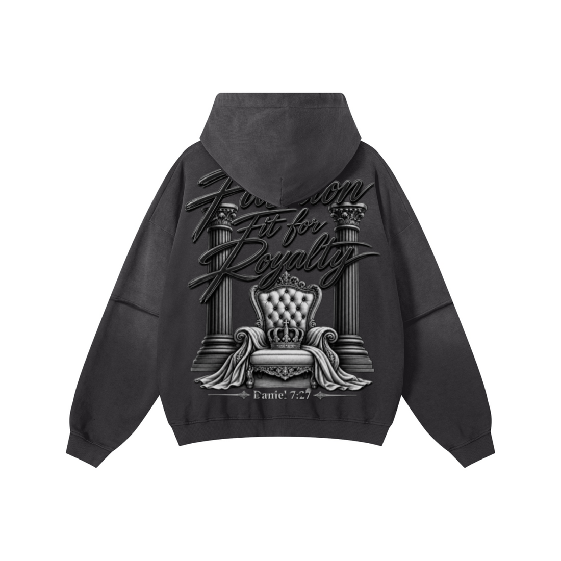 370GSM Unisex Monkey Wash Faux-Two-Piece PP-Sprayed  French Terry Hoodie Vintage Black