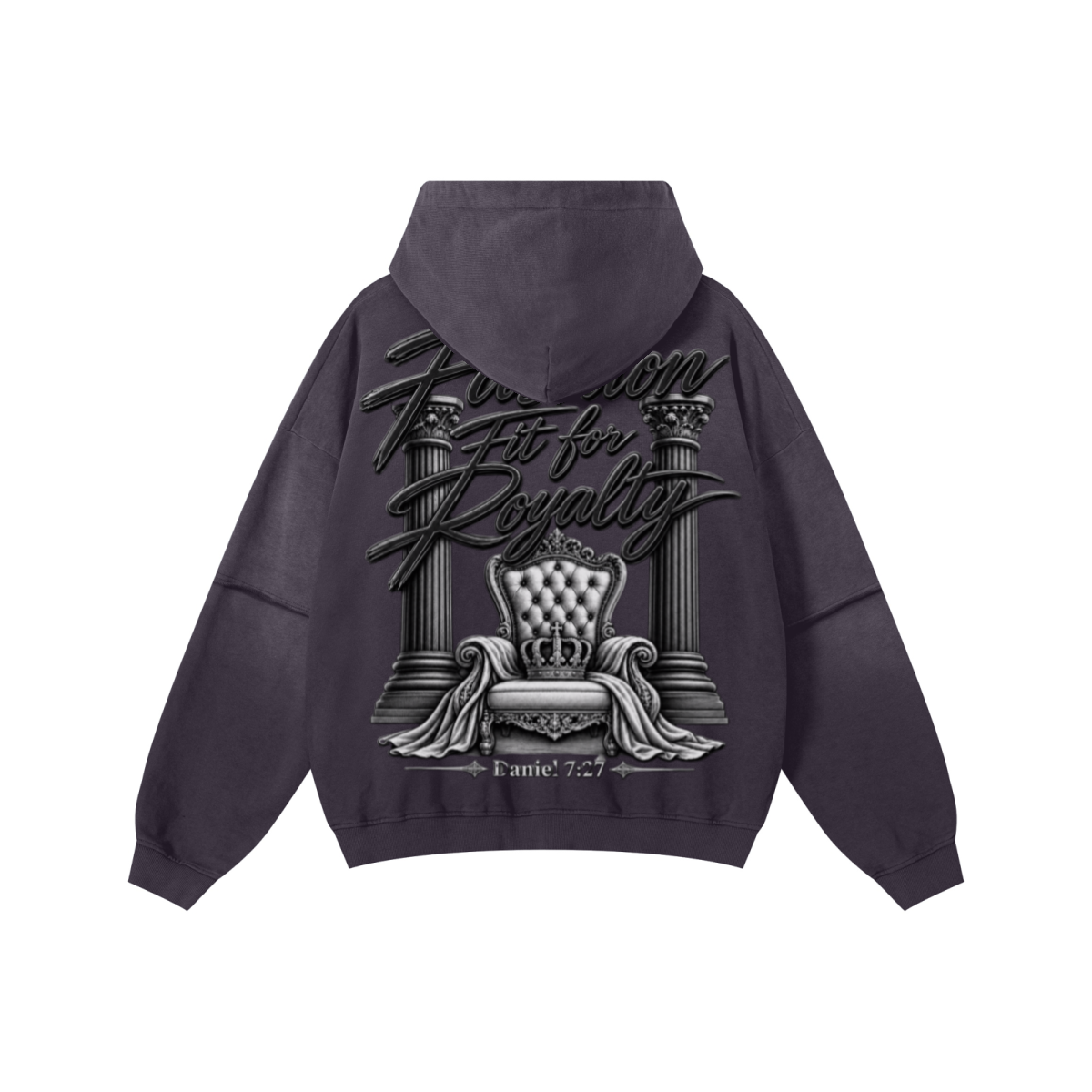370GSM Unisex Monkey Wash Faux-Two-Piece PP-Sprayed  French Terry Hoodie Vintage Purple