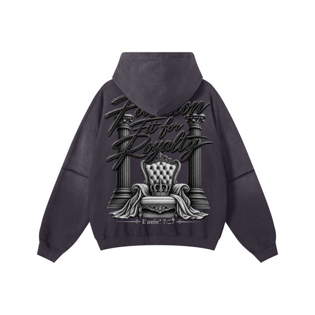370GSM Unisex Monkey Wash Faux-Two-Piece PP-Sprayed  French Terry Hoodie Vintage Purple