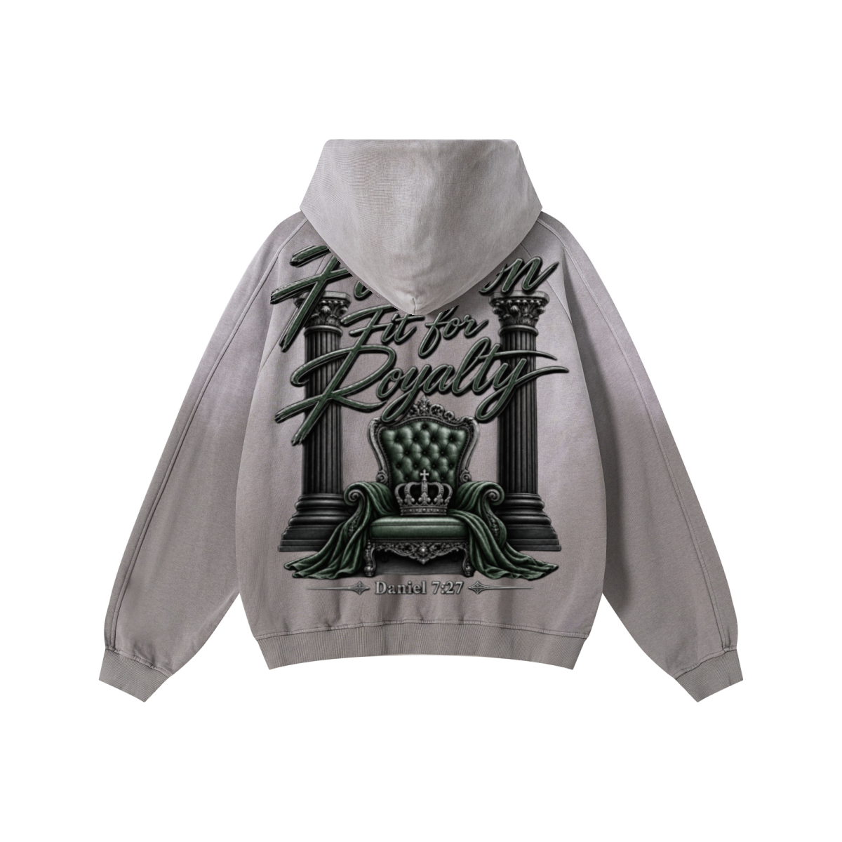 370GSM Unisex Monkey Wash Raw-Edge PP-Sprayed French Terry Hoodie Vintage Medium Grey