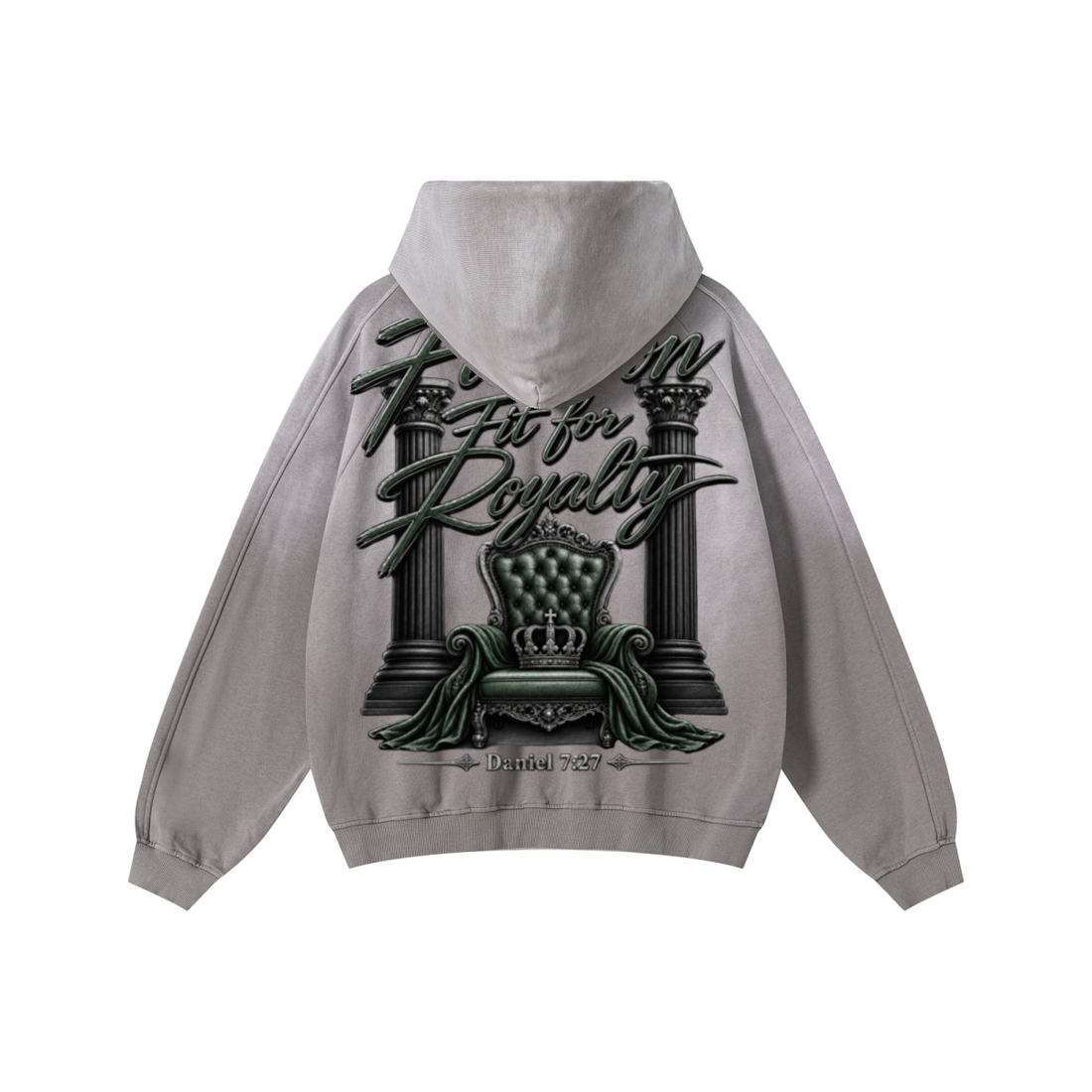 370GSM Unisex Monkey Wash Raw-Edge PP-Sprayed French Terry Hoodie Vintage Medium Grey