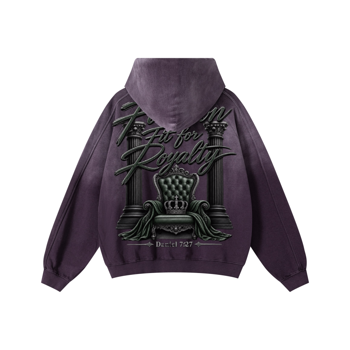 370GSM Unisex Monkey Wash Raw-Edge PP-Sprayed French Terry Hoodie Vintage Purple