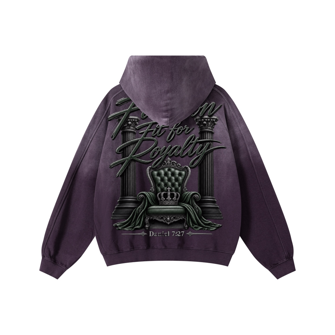 370GSM Unisex Monkey Wash Raw-Edge PP-Sprayed French Terry Hoodie Vintage Purple