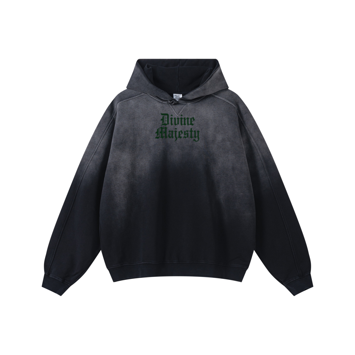 370GSM Unisex Monkey Wash Raw-Edge PP-Sprayed French Terry Hoodie Vintage Black