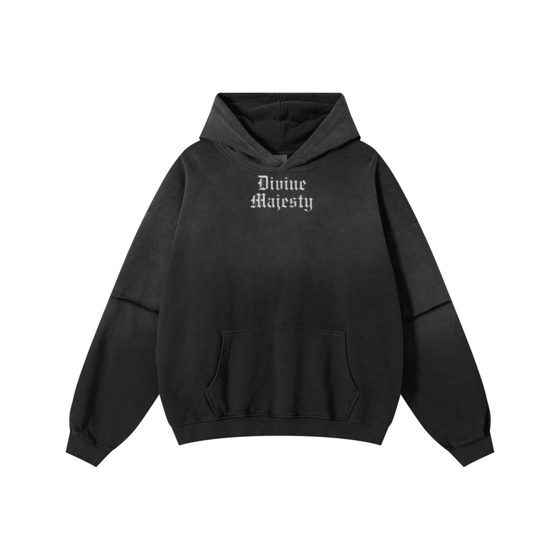 370GSM Unisex Monkey Wash Faux-Two-Piece PP-Sprayed  French Terry Hoodie Vintage Black