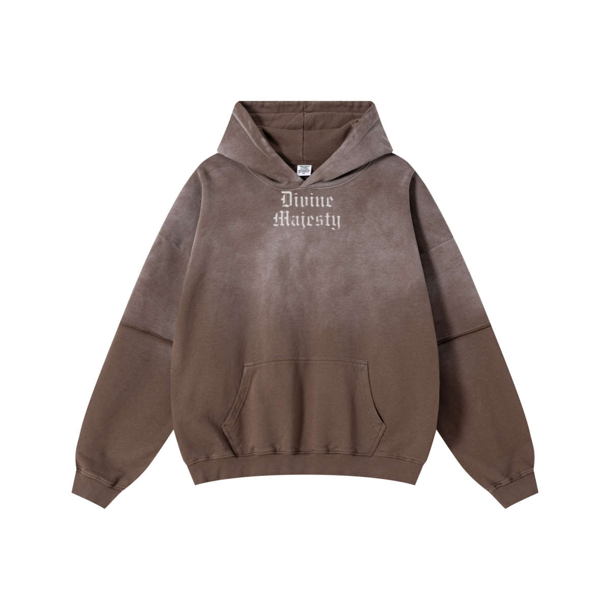 370GSM Unisex Monkey Wash Faux-Two-Piece PP-Sprayed  French Terry Hoodie Vintage Brown