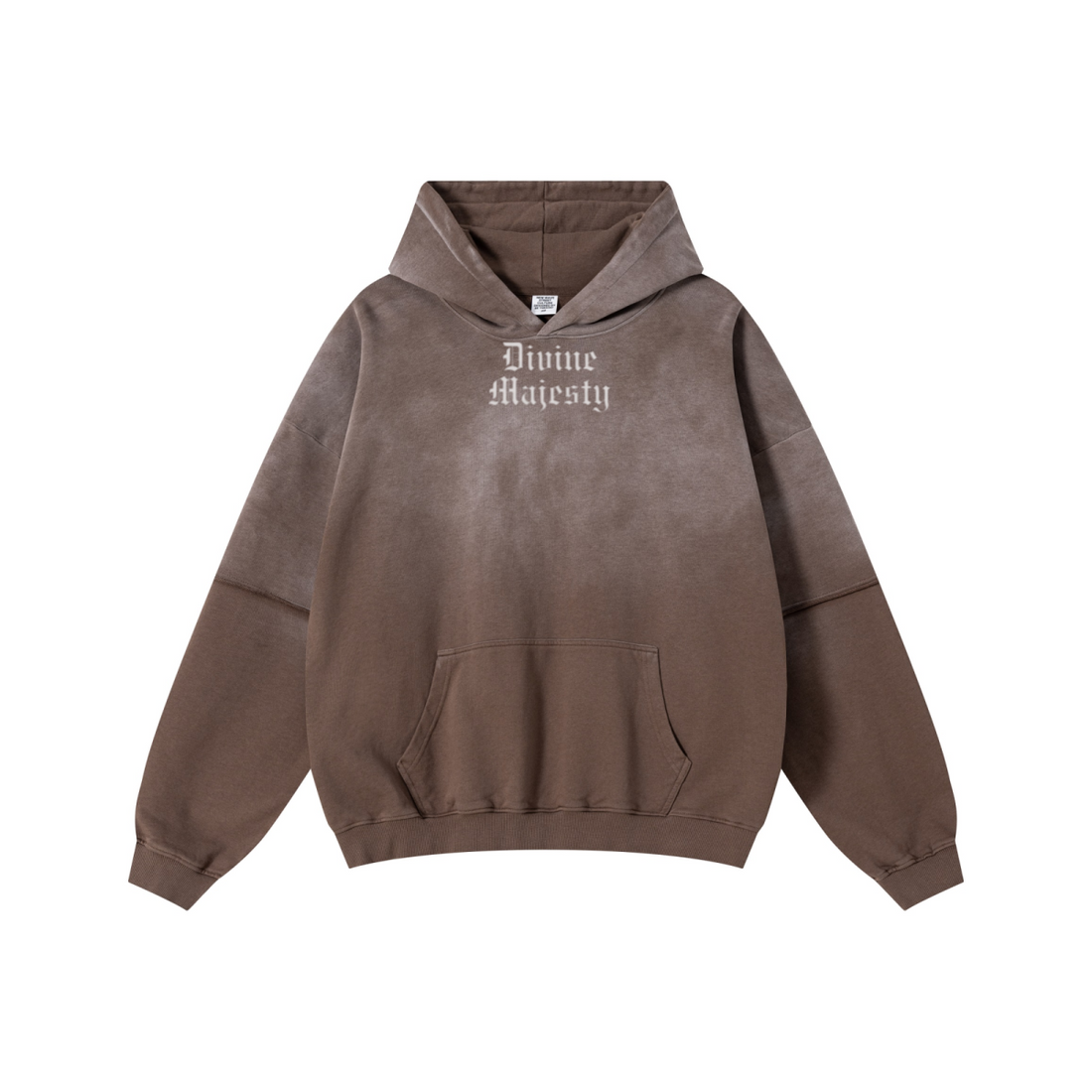 370GSM Unisex Monkey Wash Faux-Two-Piece PP-Sprayed  French Terry Hoodie Vintage Brown