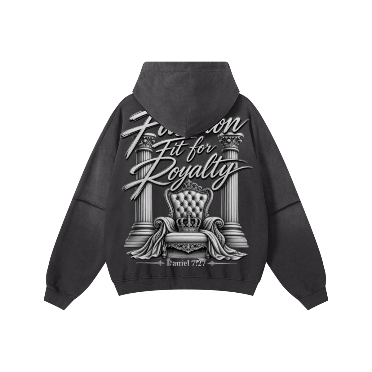 370GSM Unisex Monkey Wash Faux-Two-Piece PP-Sprayed  French Terry Hoodie Vintage Black