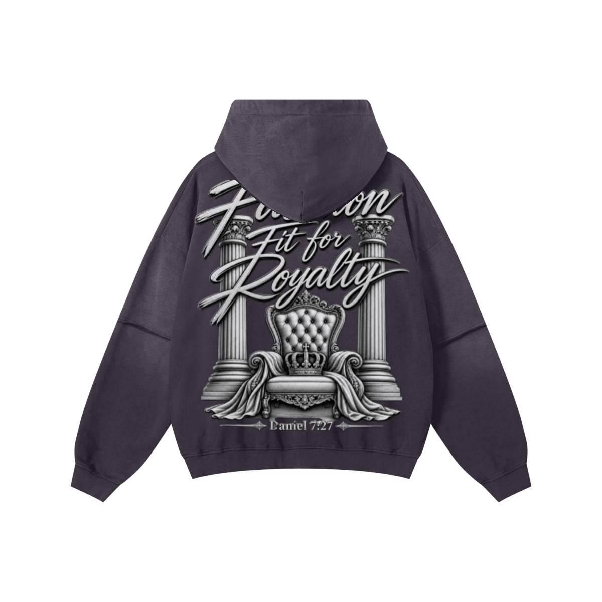 370GSM Unisex Monkey Wash Faux-Two-Piece PP-Sprayed  French Terry Hoodie Vintage Purple