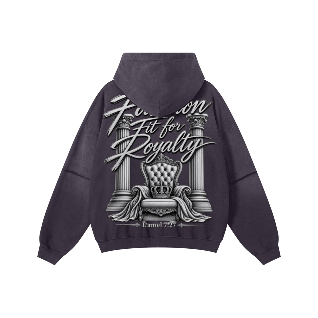 370GSM Unisex Monkey Wash Faux-Two-Piece PP-Sprayed  French Terry Hoodie Vintage Purple