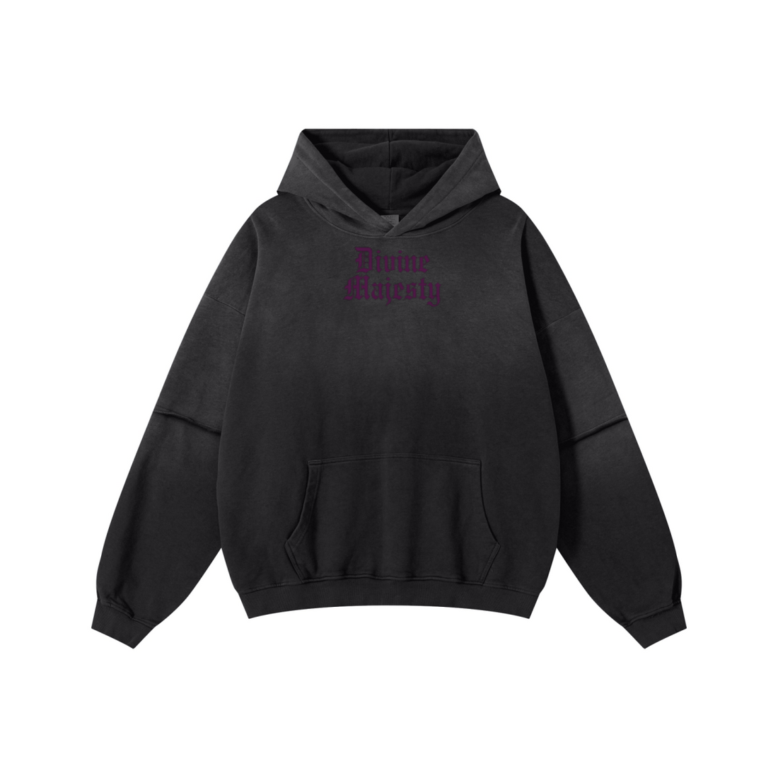 370GSM Unisex Monkey Wash Faux-Two-Piece PP-Sprayed  French Terry Hoodie Vintage Black