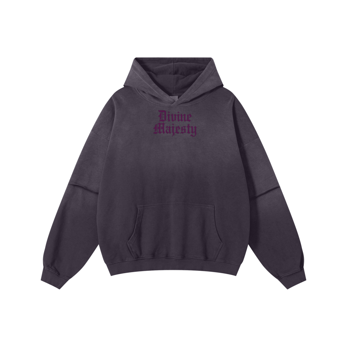 370GSM Unisex Monkey Wash Faux-Two-Piece PP-Sprayed  French Terry Hoodie Vintage Purple