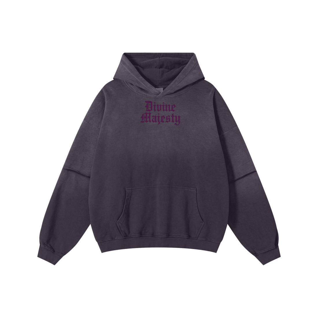 370GSM Unisex Monkey Wash Faux-Two-Piece PP-Sprayed  French Terry Hoodie Vintage Purple